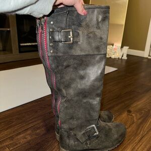 Steve Madden distressed knee high Grey boots
